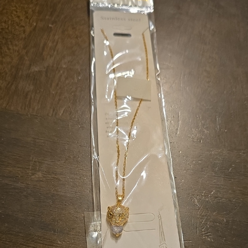 Gold Panther Pendant Necklace